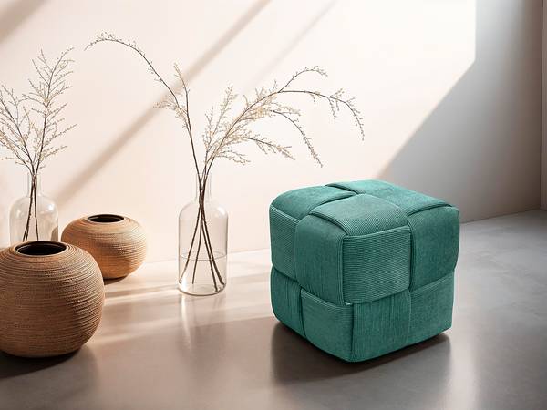 Polsterhocker Rakopi Cord - Mintgrün