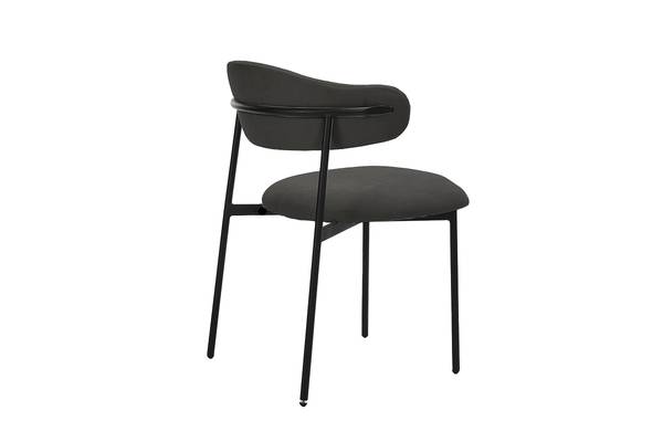 Esszimmerstuhl Lasaay 2er-Set Webstoff / Stahl - Schwarz