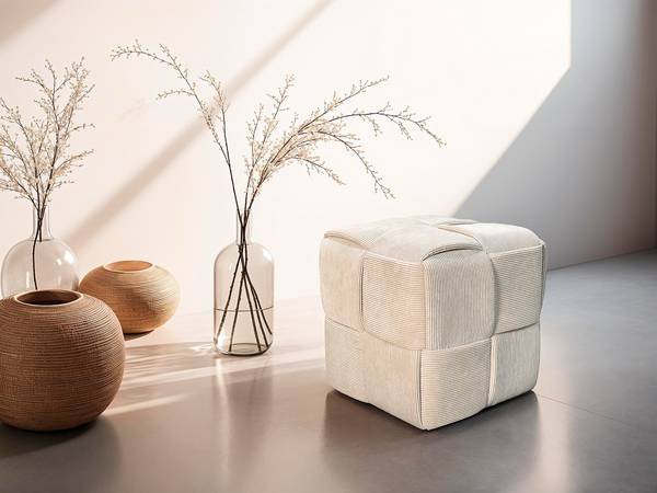 Polsterhocker Rakopi Cord - Beige