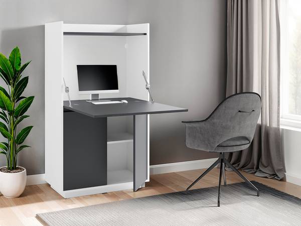 Secrétaire Berkun Anthracite / Blanc