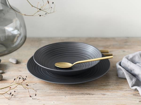 Tellerset Lava Stone 18-teilig Schwarz - Porzellan