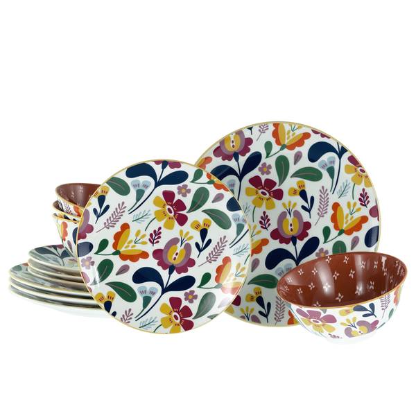 Tellerset Folklore 12-teilig Multicolor