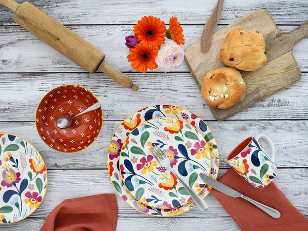 Tellerset Folklore 12-teilig Multicolor