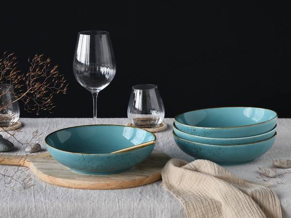 Bols Nature Water 4 pièces type B Bleu - Porcelaine - Hauteur : 6 cm