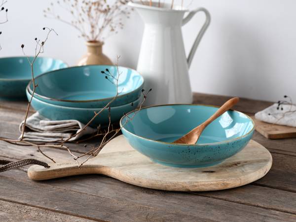 Bols Nature Water 4 pièces type B Bleu - Porcelaine - Hauteur : 6 cm
