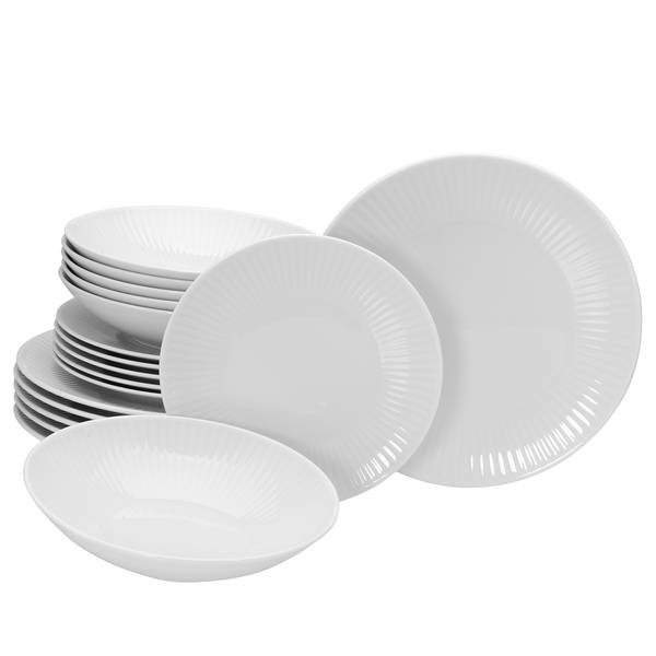 Tellerset Valencia 18-teilig Weiß - Porzellan