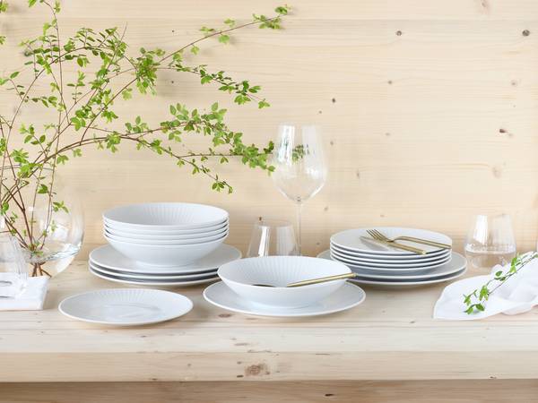 Tellerset Valencia 18-teilig Weiß - Porzellan