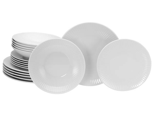 Tellerset Valencia 18-teilig Weiß - Porzellan
