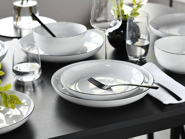 Bordenset Allround Black Line 12-delig wit - porselein