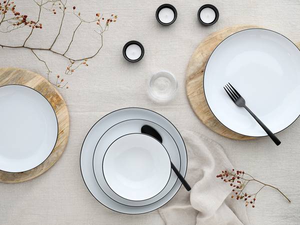 Bordenset Allround Black Line 12-delig wit - porselein