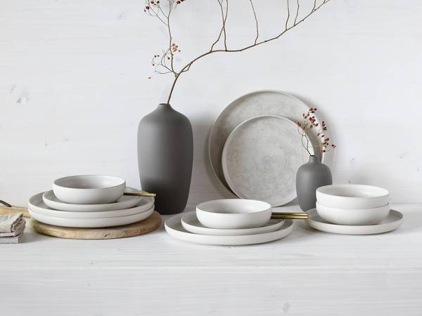 Tellerset Uno Athena 12-teilig Weiß - Porzellan - 40 x 36 x 42 cm