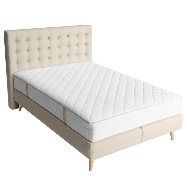Boxspringbett Shucks Webstoff - Beige - 120 x 200cm - H2