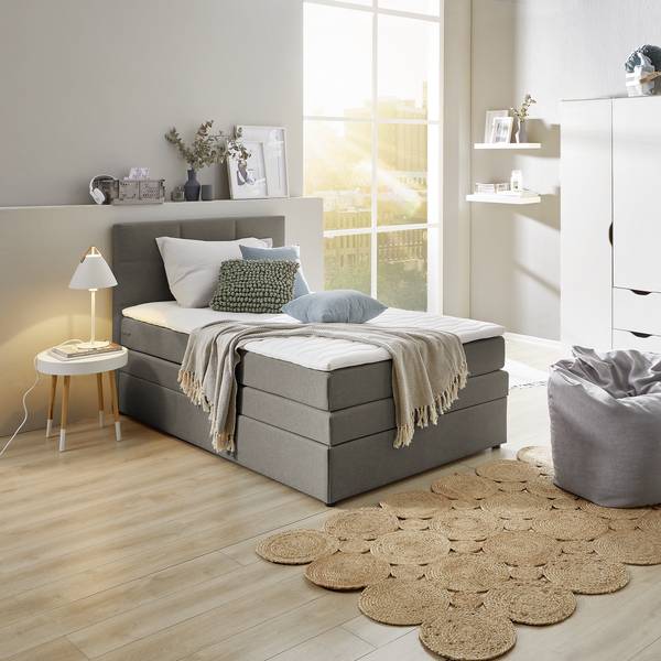 Boxspringbett Padden Webstoff Voer: Dunkelgrau - 120 x 200cm - H3