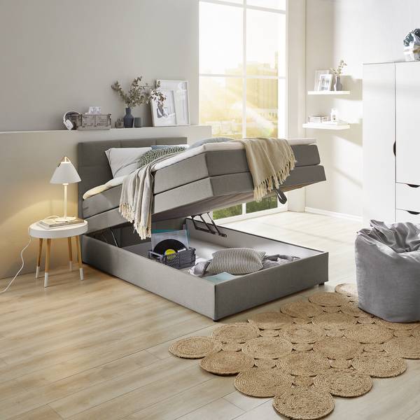 Boxspringbett Padden Webstoff Voer: Dunkelgrau - 120 x 200cm - H3
