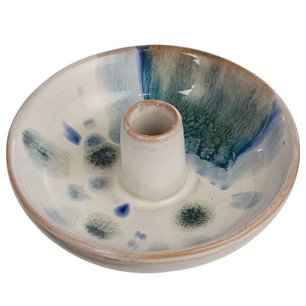 Kandelaar AQUARELLE set van 4 steengoed - crèmekleurig