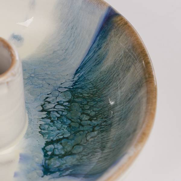 Kandelaar AQUARELLE set van 4 steengoed - crèmekleurig