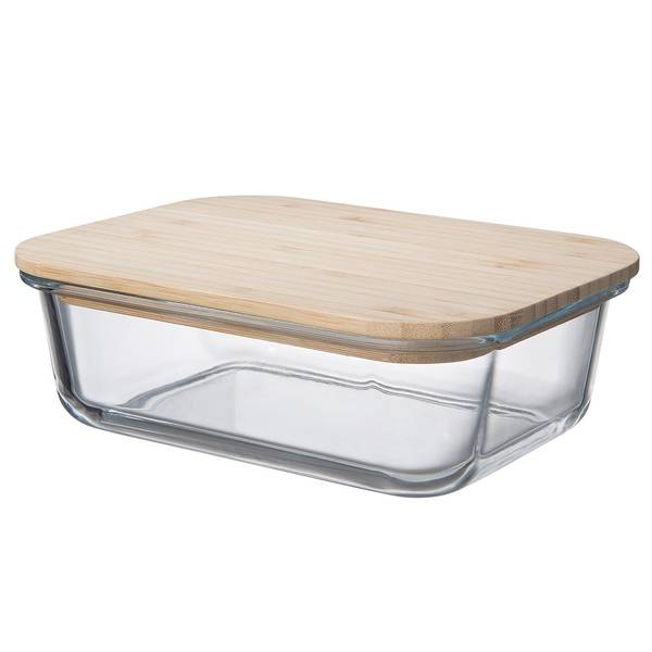 Lunchbox NATURALS 4er-Set Borosilikatglas / Bambus  - Fassungsvermögen: 1 L