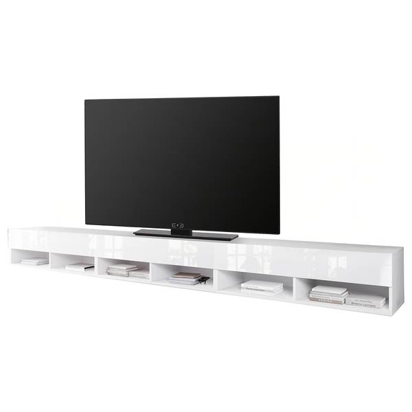 Tv-meubel met verlichting Mizzau 300 cm hoogglans wit/mat wit