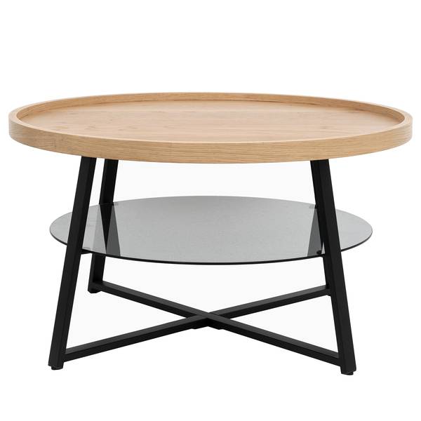 Tavolino da salotto Ennis Impiallacciatura in vero legno / Vetro - Rovere / Grigio