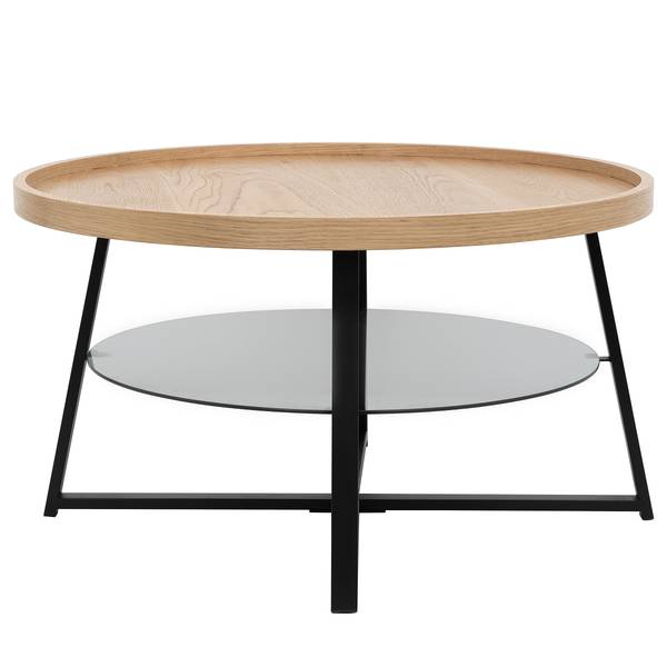 Tavolino da salotto Ennis Impiallacciatura in vero legno / Vetro - Rovere / Grigio