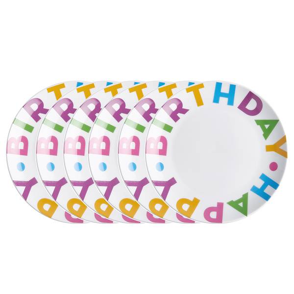 Assiette HAPPY BIRTHDAY - Lot de 6 Porcelaine