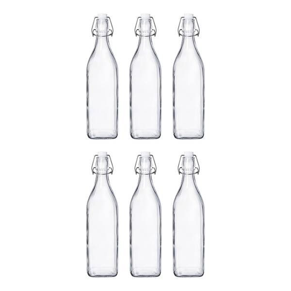 Bouteille SWING à clip - Lot de 6 Verre, acier inoxydable, plastique