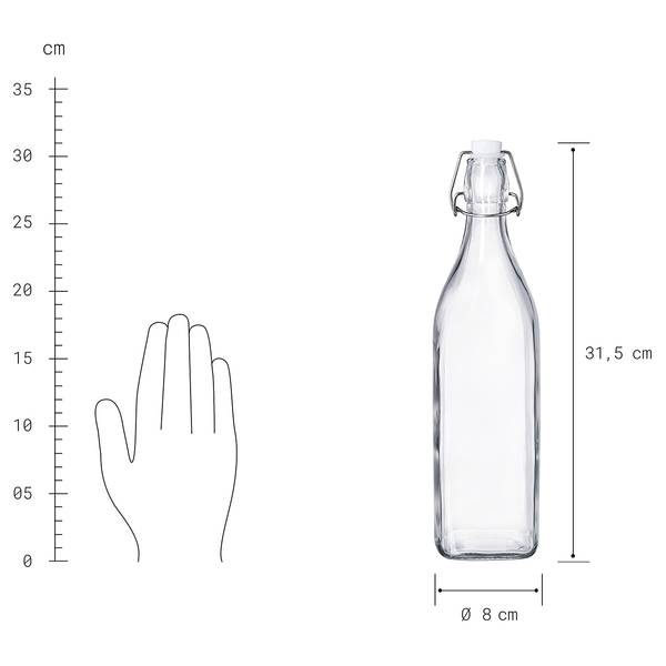 Bouteille SWING à clip - Lot de 6 Verre, acier inoxydable, plastique