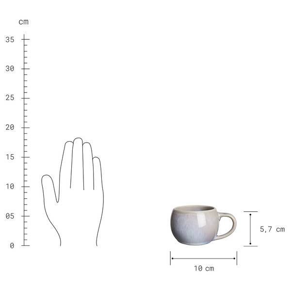 Espressotasse COTTAGE 6er-Set Grau - 7 x 6 x 7 cm