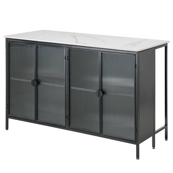 Küchenschrank Teterton Marmor / Metall - Marmor Weiß / Schwarz