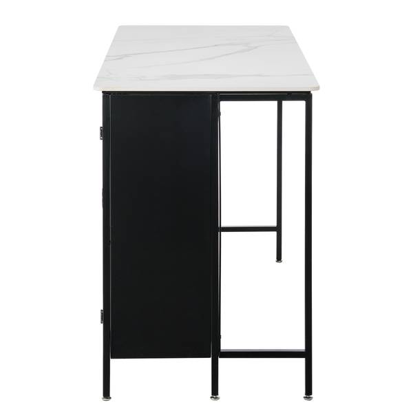 Küchenschrank Teterton Marmor / Metall - Marmor Weiß / Schwarz