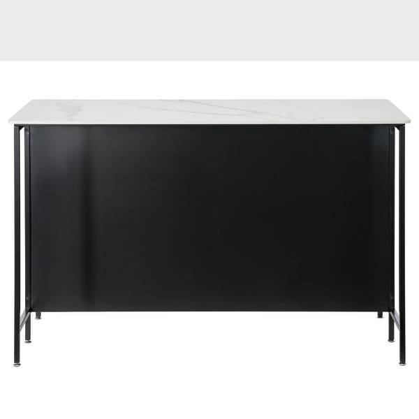 Küchenschrank Teterton Marmor / Metall - Marmor Weiß / Schwarz