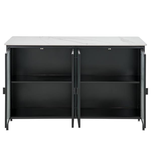 Küchenschrank Teterton Marmor / Metall - Marmor Weiß / Schwarz