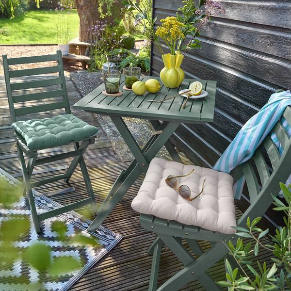 Set di 3 mobili da esterno LODGE Legno di acacia - Salvia - Color salvia