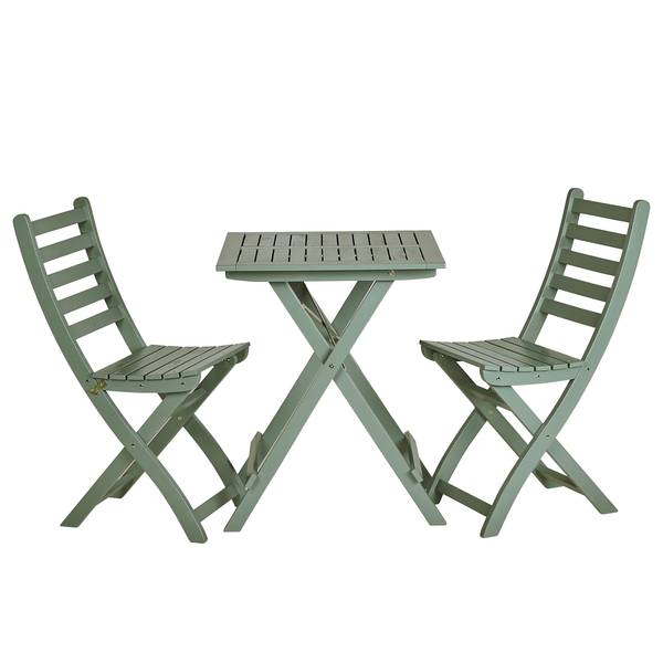 Set di 3 mobili da esterno LODGE Legno di acacia - Salvia - Color salvia