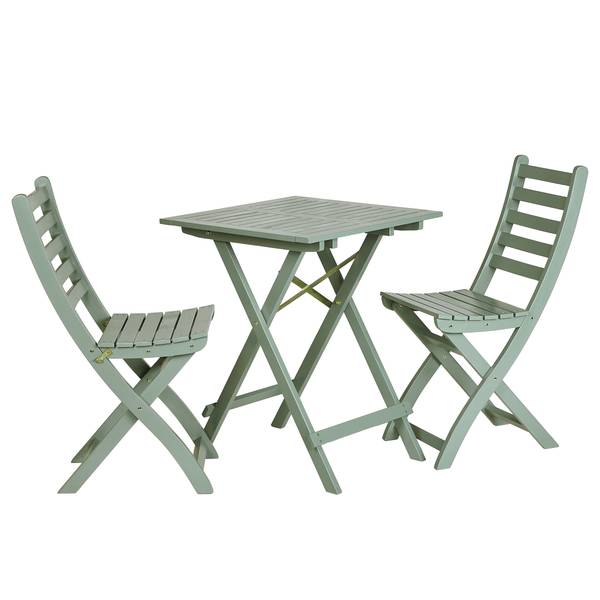 Set di 3 mobili da esterno LODGE Legno di acacia - Salvia - Color salvia