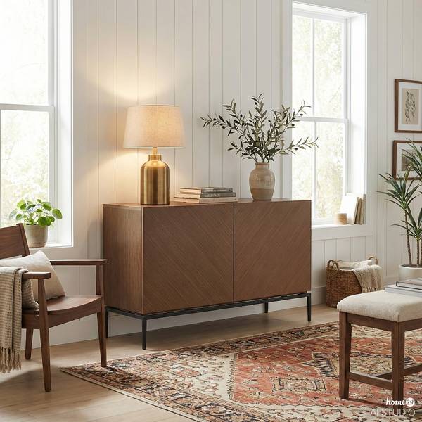 Sideboard IKON 120 cm Echtholzfurnier / Metall - Walnuss