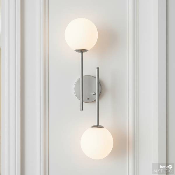 Lampada da parete ricaricabile RIGI 2 punti luce, dimmerabile su 3 livelli - Bianco / Cromo