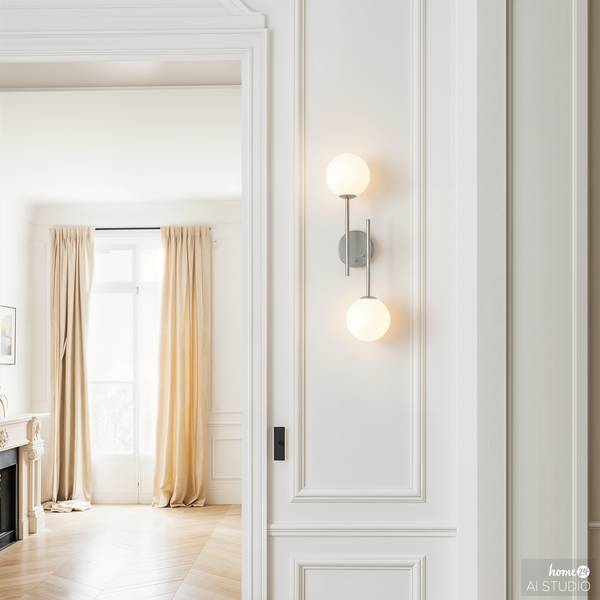 Lampada da parete ricaricabile RIGI 2 punti luce, dimmerabile su 3 livelli - Bianco / Cromo