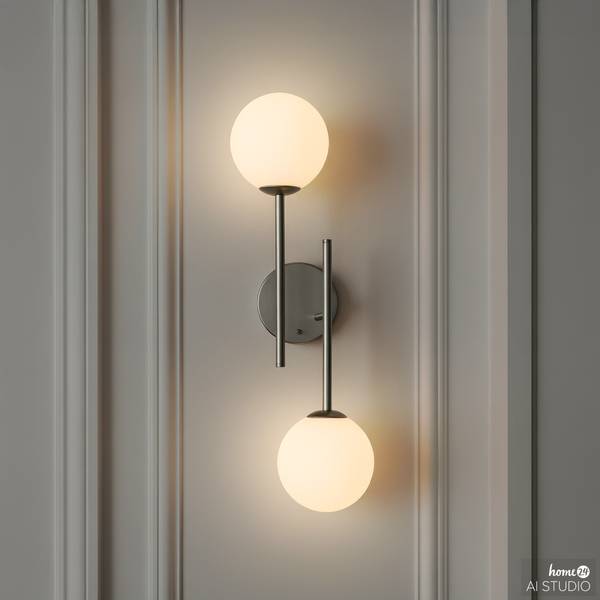 Lampada da parete ricaricabile RIGI 2 punti luce, dimmerabile su 3 livelli - Bianco / Cromo