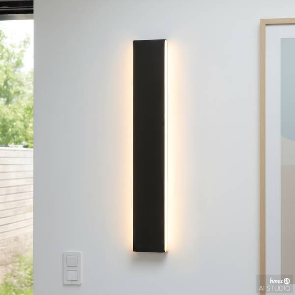 Lampada da parete ricaricabile KRIM Dimmerabile<br>Telecomando incluso - Nero - Altezza: 47 cm