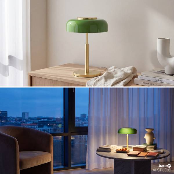 Tischleuchte CELESTIA Glas / Eisen - Grün / Gold