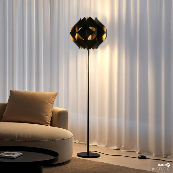 Stehleuchte PRESSO Eisen - Gold / Schwarz