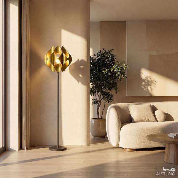 Stehleuchte PRESSO Eisen - Gold / Schwarz
