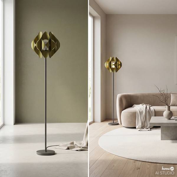 Stehleuchte PRESSO Eisen - Gold / Schwarz
