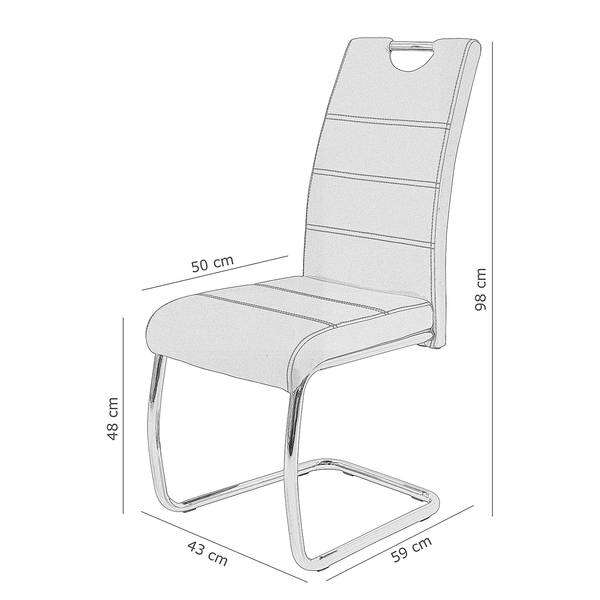 Freischwinger Onlay 2er-Set Microfaser / Stahl - Anthrazit / Schwarz