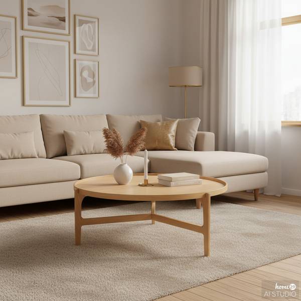 Couchtisch Klawock Echtholzfurnier - Eiche - Durchmesser: 94 cm