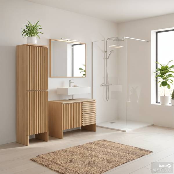 Waschbeckenunterschrank STABY Echtholzfurnier - Eiche