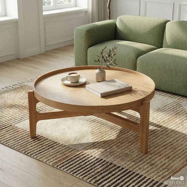 Couchtisch Klawock Echtholzfurnier - Eiche - Durchmesser: 74 cm