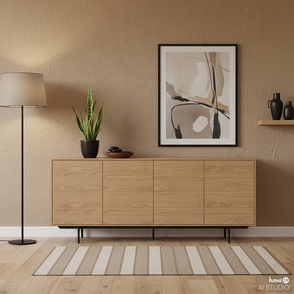 Furniertes Sideboard Katiya Eiche / Schwarz
