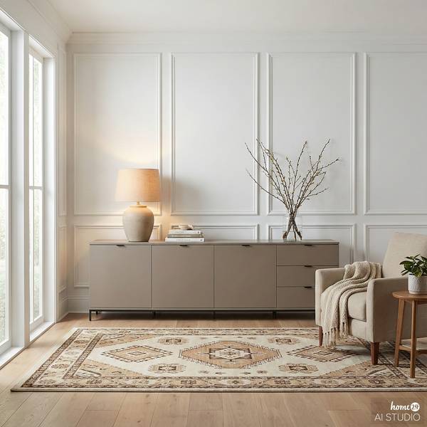 Sideboard HARMA 240 cm Taupe / Schwarz - Taupe